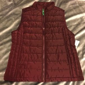 Burgundy Puffer Vest NWT